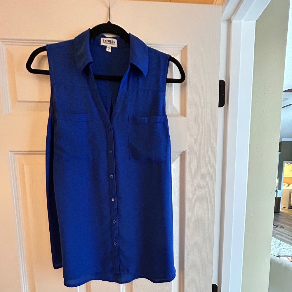 Sleeveless Express Portofino shirt in royal blue, size L (Regular Fit)